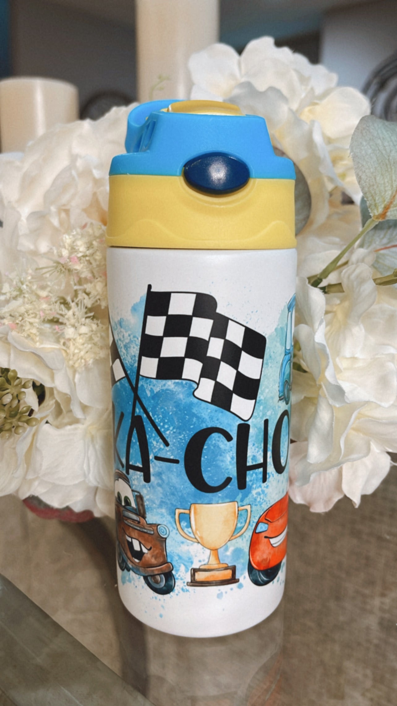 Race Cars Glow & Color Change Kids Tumbler