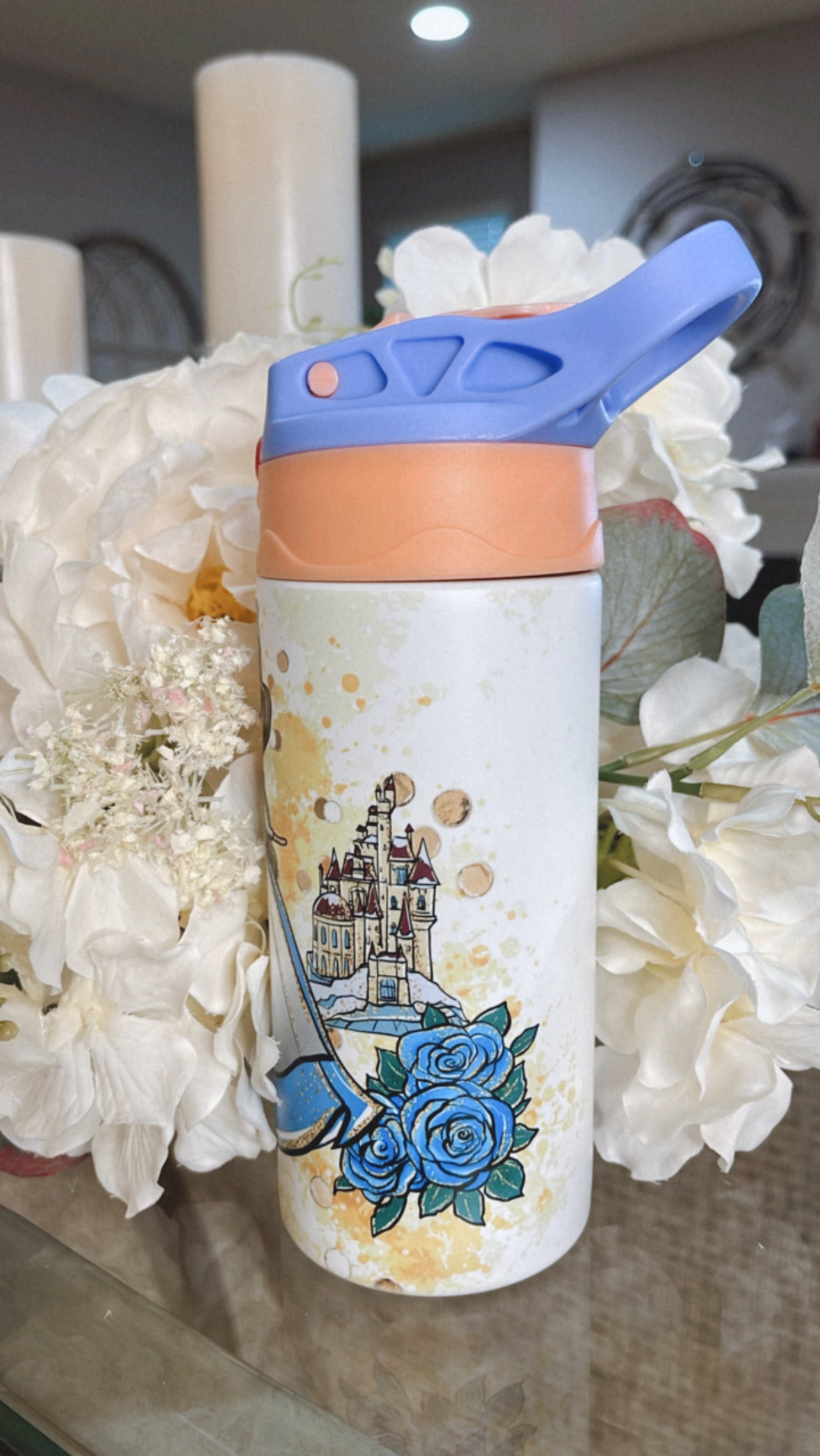 Whimsical Book Reading Princess Glow & Color Change Kids Tumbler