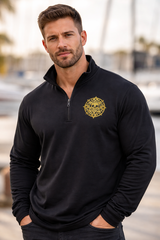 Pirate Men's Embroidered Quarter Zip Sweatshirt