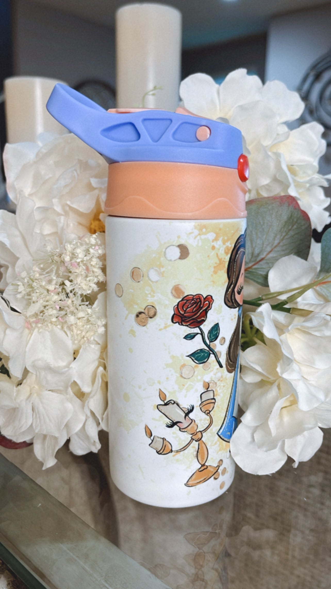 Whimsical Book Reading Princess Glow & Color Change Kids Tumbler