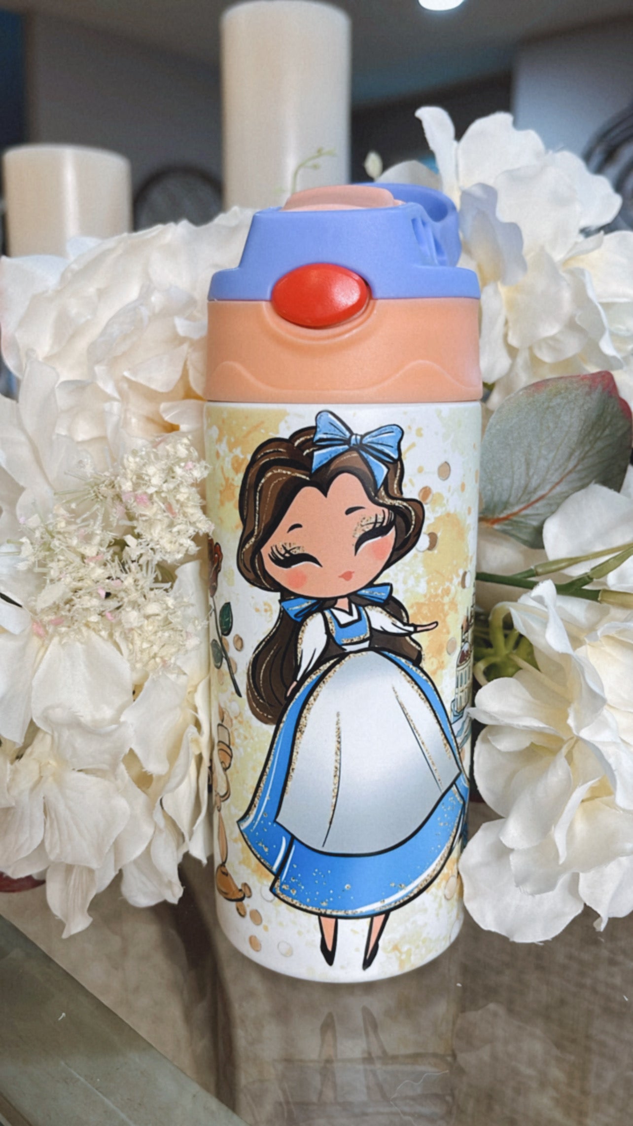 Whimsical Book Reading Princess Glow & Color Change Kids Tumbler
